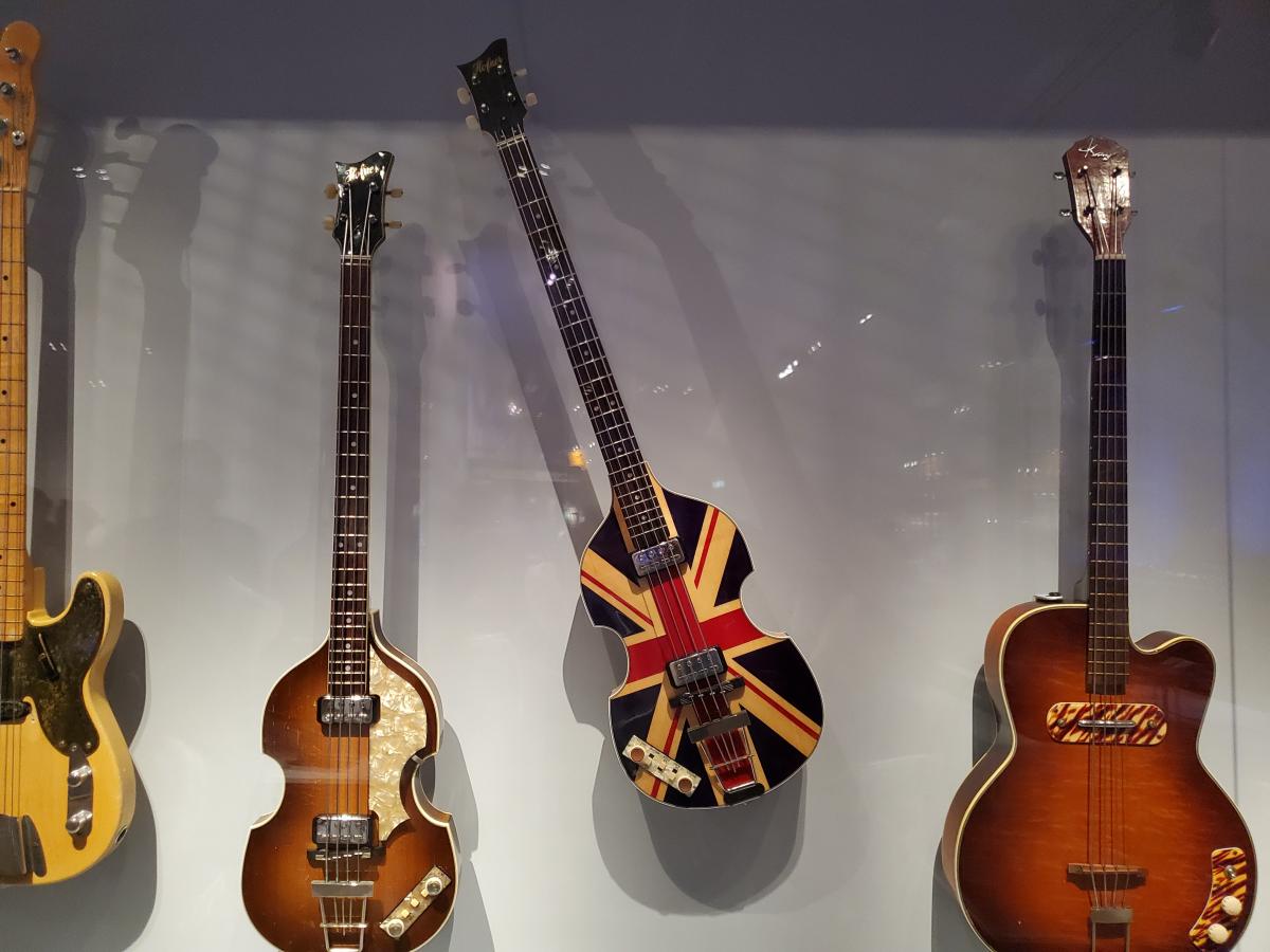 The violin bass in the center was made for Paul McCartney's Jubilee Concert appearance
