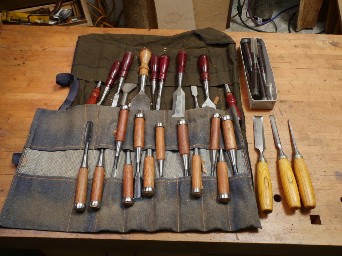Normally my chisels are stored in chisel rolls.